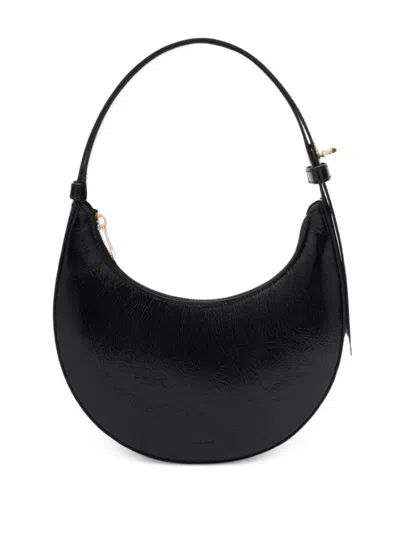 Furla Crescent-shaped Handbag With Gold Accents In Black