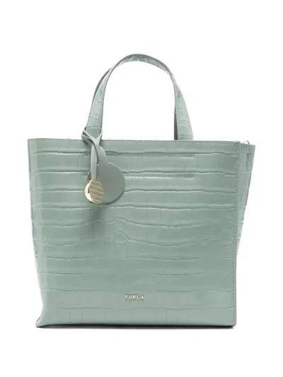 Furla Croc-effect Leather Tote Bag In Blue