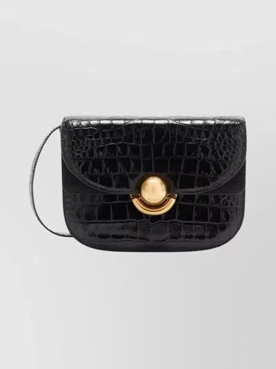 Furla Crocodile Effect Cross-body Bag With Adjustable Strap In Black