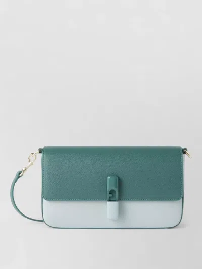 Furla Crossbody Bag Adjustable Strap Gold Tone In Blue