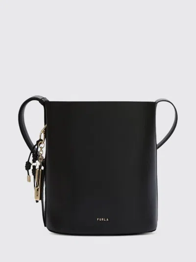 Furla Small Roxie Leather Bucket Bag In Black