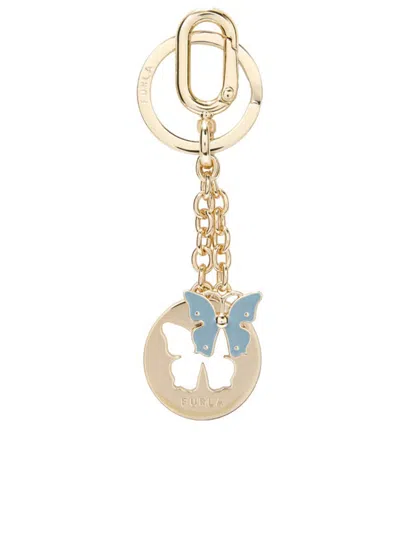 Furla , Crystal Keyring Butterfly In Gold