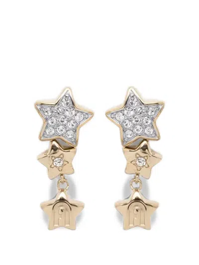 Furla Crystal-embellished Star-motif Earrings In Gold