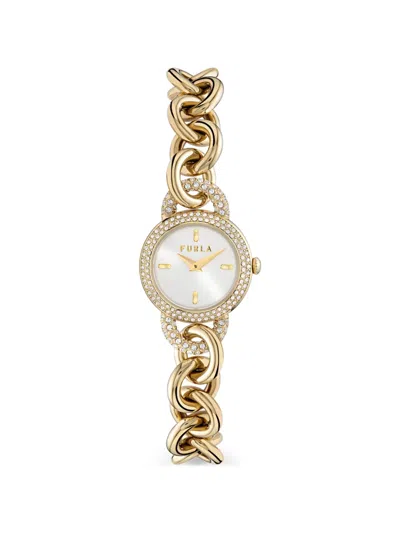 Furla Crystals 30mm Watch In Gold