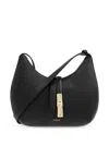 Furla Curved Black Calf Leather Shoulder Bag In Black