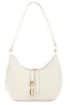 Furla Curved Cream Shoulder Bag With Two-way Zip Fastening