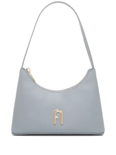 Furla Curved Top Light Blue Shoulder Bag In Gray