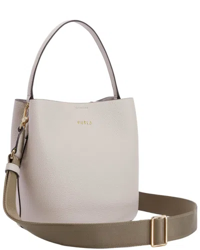Furla Danae Leather Bucket Bag In White