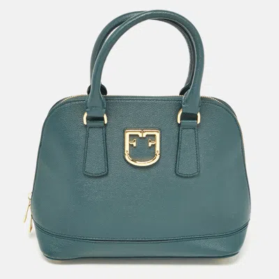 Pre-owned Furla Dark Green Leather Dome Logo Satchel