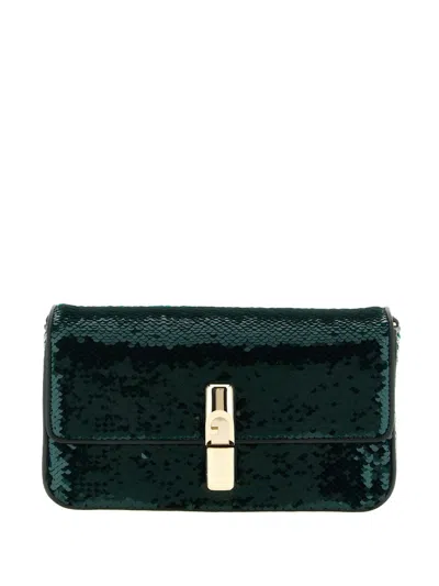 Furla Dark Green Sequin Embellished Shoulder Bag