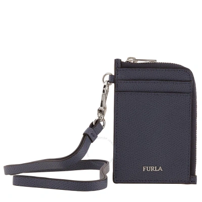 Furla Dark Grey Marte Leather Badge Holder In Gray