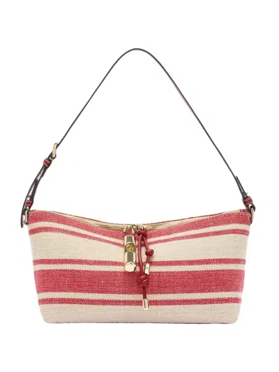 Furla Debby Striped Shoulder Bag In Red