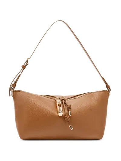 Furla Debby Zip Leather Shoulder Bag In Brown