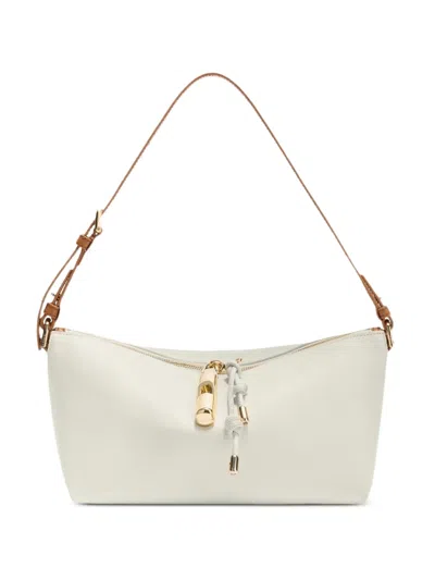 Furla Debby Zip Leather Shoulder Bag In White