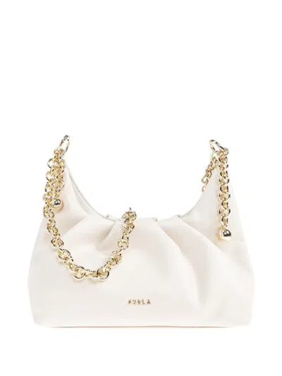 Furla Delia Chain Lambskin Shoulder Bag In White