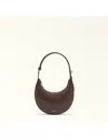 Furla Delizia Mini Hobo Bag In Chocolate Color Leather In Burgundy