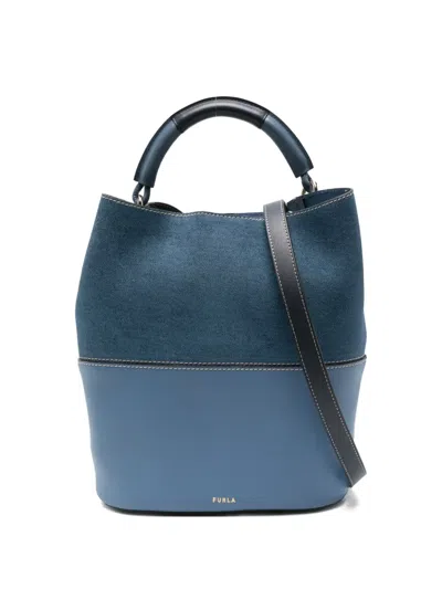 Furla Denim-panel Tote Bag In Blue