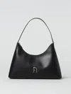 Furla Logo-plaque Leather Shoulder Bag In Black