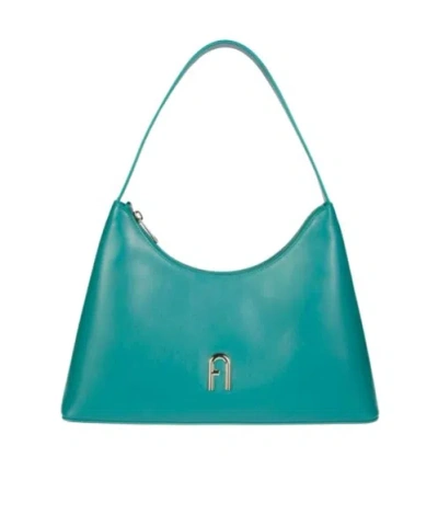Furla Diamante Logo Plaque Shoulder Bag In Green