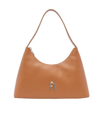 Furla Diamante Logo Plaque Shoulder Bag In Orange
