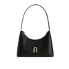 Furla Logo-plaque Leather Shoulder Bag In Black