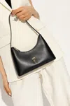 Furla Logo-plaque Leather Shoulder Bag In Black