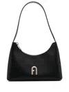 Furla Logo-plaque Leather Shoulder Bag In Black