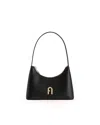 Furla Logo-plaque Leather Shoulder Bag In Black
