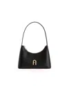 Furla Logo-plaque Leather Shoulder Bag In Black