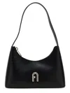 Furla Logo-plaque Leather Shoulder Bag In Black