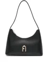 Furla Logo-plaque Leather Shoulder Bag In Black