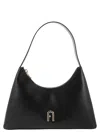 Furla Logo-plaque Leather Shoulder Bag In Black