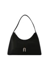 Furla Logo-plaque Leather Shoulder Bag In Black