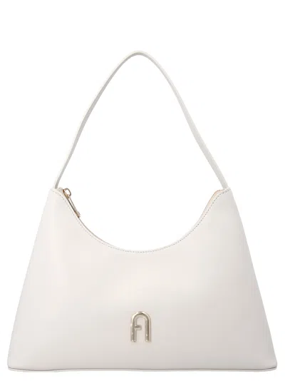 Furla Diamante Zipped Small Shoulder Bag In White