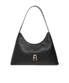 Furla Logo-plaque Leather Shoulder Bag In Black