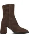 Furla Square Toe Suede Ankle Boots With Block Heel In Brown