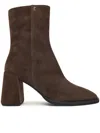 Furla Square Toe Suede Ankle Boots With Block Heel In Brown