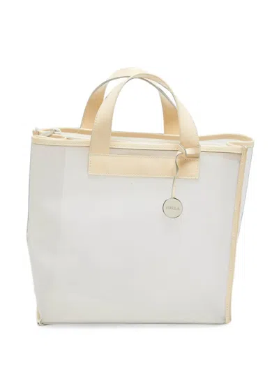 Pre-owned Furla Divide It Mesh Tote Bag In White
