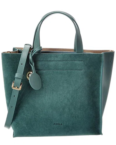 Furla Divide It Small Leather Tote In Green
