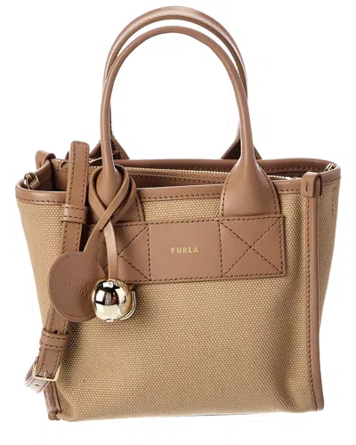 Furla Divide Leather-trim Crossbody In Brown