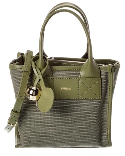Furla Divide Leather-trim Crossbody In Blue