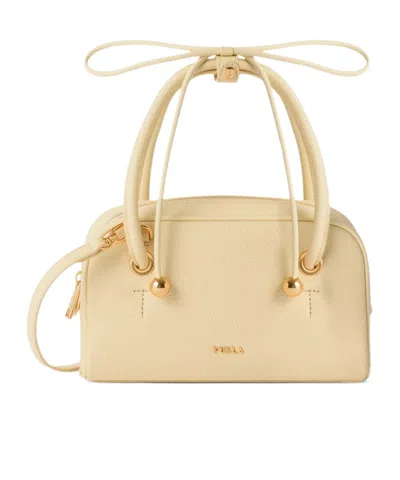 Furla Dome Leather Tote Bag In Neutral