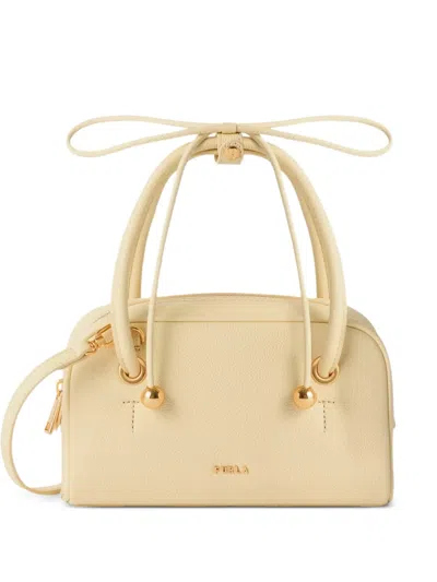 Furla Dome Leather Tote Bag In Brown