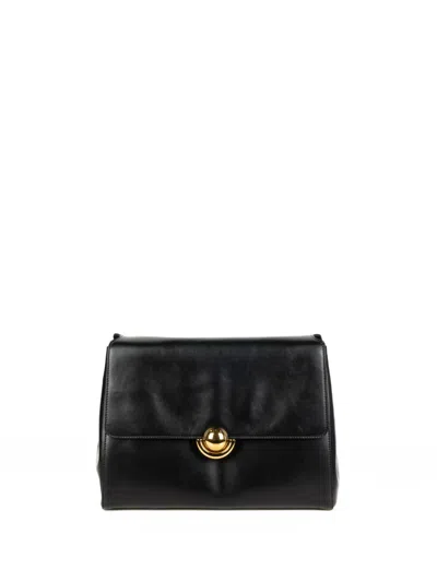 Furla " Domus" Calf Leather Medium Shoulder Bag 32 In Black