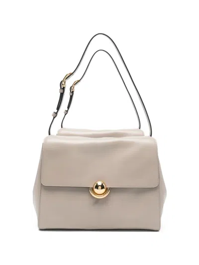 Furla " Domus" Calf Leather Medium Shoulder Bag 32 In Neutral