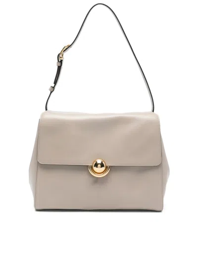 Furla Domus M Structured Neutral Leather Shoulder Bag