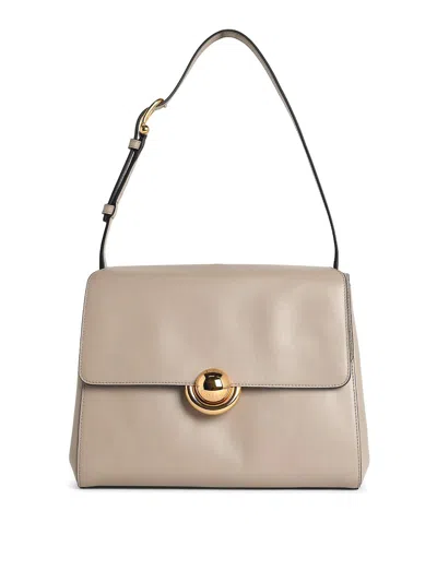 Furla Domus S Shoulder Bag In Linen Leather In Gray