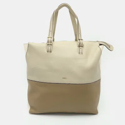 Pre-owned Furla Dori Tri Color Leather Tote In Multi