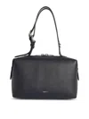 Furla Double Black Leather Bag In Black