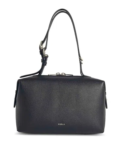 Furla Double Black Leather Bag